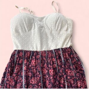 White and Pink Patterned Dress